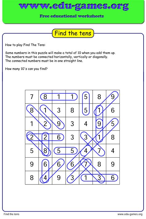 Find The Tens Puzzle Maker | The Site for Free Printable Worksheets