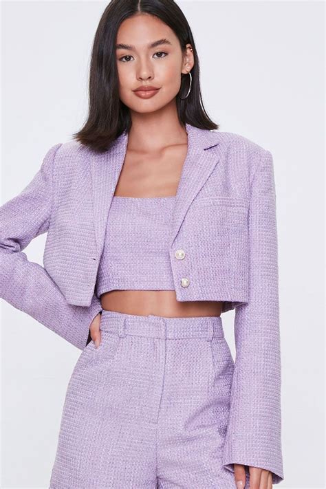 Cropped Tweed Faux Pearl Blazer Forever 21 Crop Top Outfits