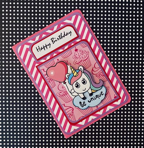 Happy Birthday Card With Matching Embellished Envelope Unicorn Pink