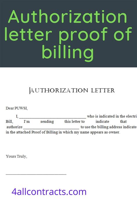 Authorization Letter Proof Of Billing