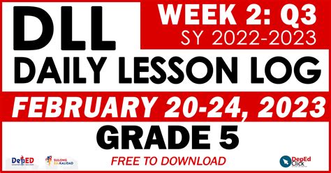 Grade Daily Lesson Log Quarter Week Feb Deped Click