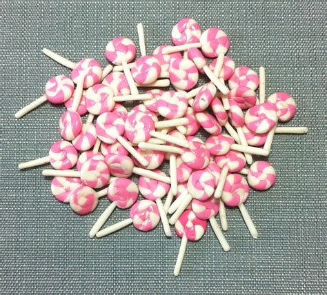 20 Miniature Dollhouse Lollipops Clay Polymer Pink White Etsy