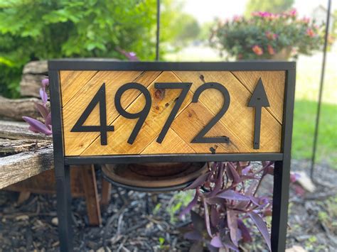Address Stake With Arrow Reclaimed Wood Address Sign For Etsy
