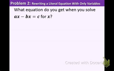 Algebra 1 25 Literal Equations And Formulas Youtube