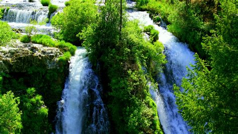Green Mountain Waterfall High Definition Wallpapers Hd