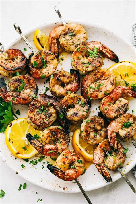 Grilled Shrimp On A White Plate Grilled Shrimp Recipes Easy Grilled
