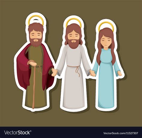 Jesus Mary And Joseph Cartoon Design Royalty Free Vector