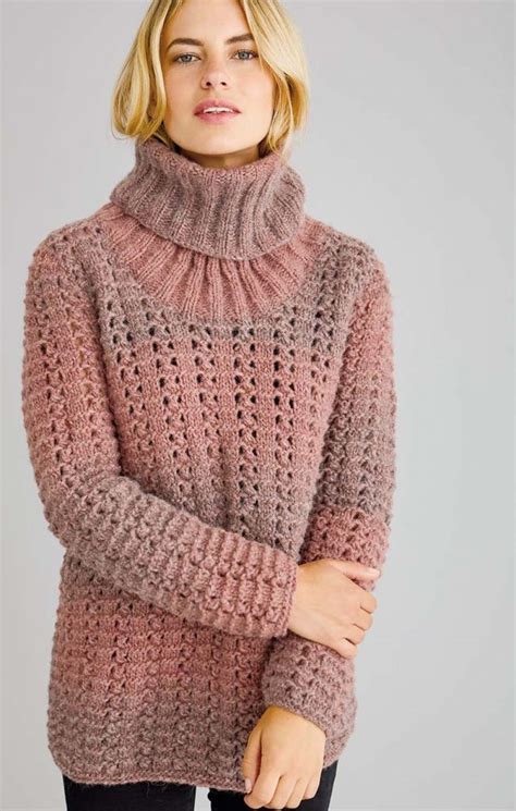 Free Knitting Pattern For A Lace And Turtleneck Sweater ⋆ Knitting Bee