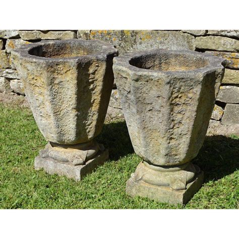 Pair Weathered Stone Planters Planters Holloways Garden Ornaments