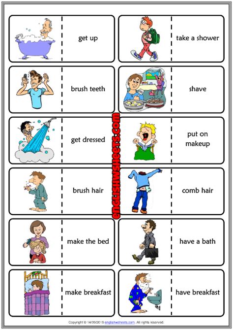 Daily Routines Esl Printable Dominoes Game For Kids Artofit
