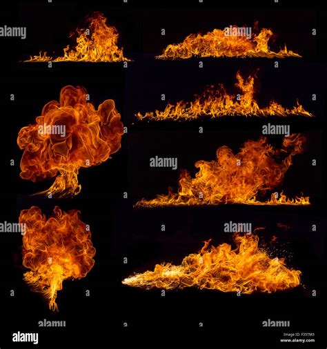 High Resolution Fire Collection On Black Background Stock Photo Alamy