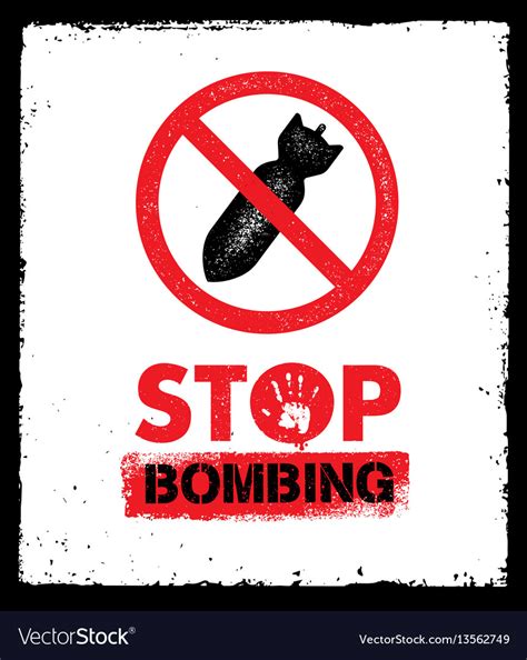 Stop Bombing Anti Military Design Element Vector Image