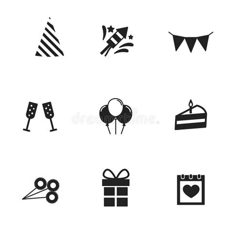 Set Birthday Celebration Or Party Icons Vector Stock Vector