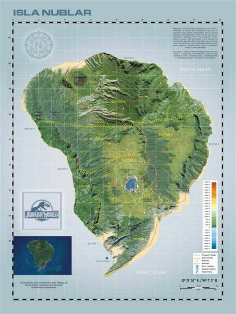 Amazon Com Jurassic National Park Map 16x20 Poster Isla Nublar Handmade Products Isla Nublar