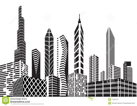 Black And White City Stock Vector Image Of Skyscraper 17547411