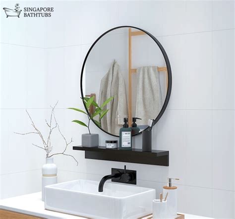 The chase round modern bathroom mirror has beautiful double layered mirror with a deep bevel. Lyon Round Bathroom Mirror | Singapore Bathroom Accessories