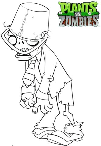 Plants vs zombies coloring pages. Plants vs. Zombies Buckethead Zombie coloring page | Free ...