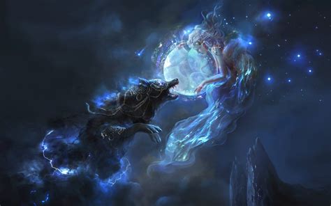 Download Spirit Magic Smoke Moon Fantasy Wolf Hd Wallpaper