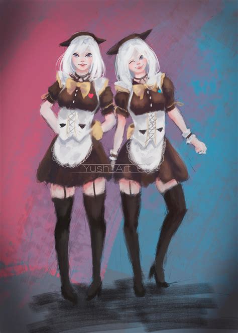 Maid Twins By Yush Drawing On Deviantart