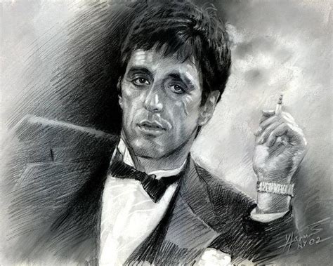 Scarface Heaven Art Portrait Art Gangster Drawings