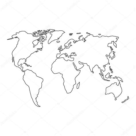 The World Map Of Black Contour Curves Of Vector Illustration — Stock
