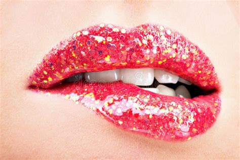 beautiful female lips with shiny red gloss lipstick closeup beautiful female li ad lips