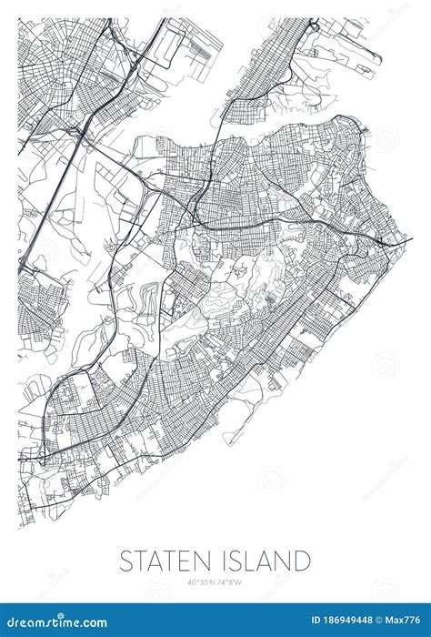 Detailed Borough Map Of Staten Island New York City Vector Poster Or
