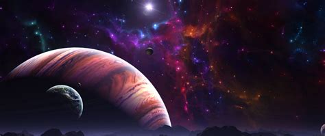Download Wallpaper 2560x1080 Space Open Space Planets Art Colorful