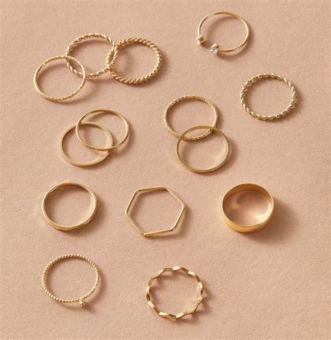 14 Piece Minimalist Gold Ring Set