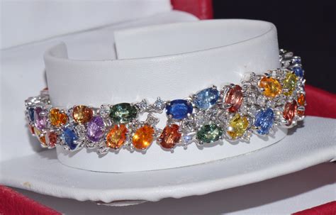 Sapphire Diamond Bracelet Multi Color Sapphire Bracelet | Etsy