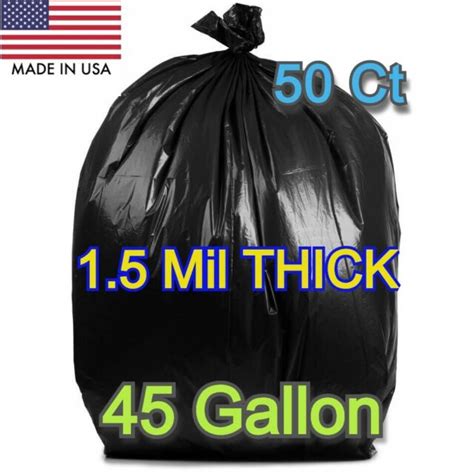 50 Large 45 Gallon 38x55 Bigger Trash Can Bags Heavy Garbage Duty