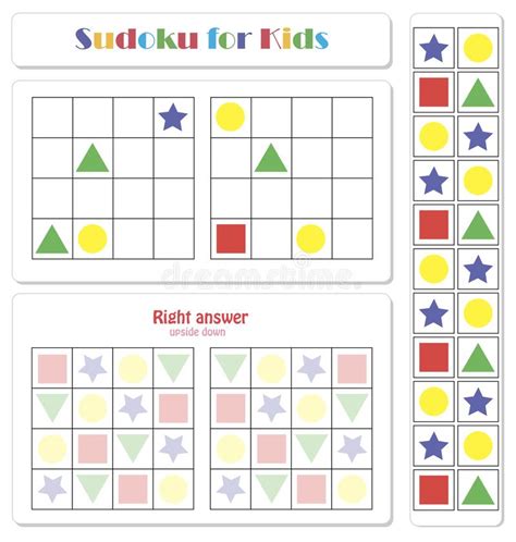 Sudoku For Kids With Solution Geometrical Shapes Version 2 Stock
