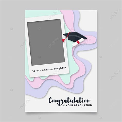 Congratulation Graduation Card Template With Photo Frame In Paper Cut