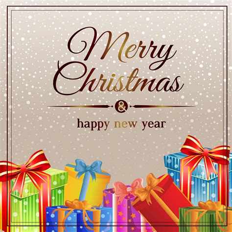 Golden Snow Christmas Card With Present Box Download Free Vectors