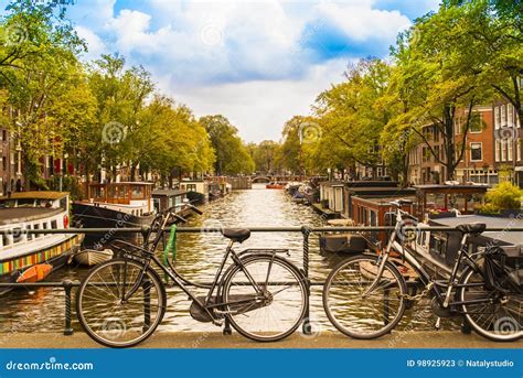 Bikes On The Bridge In Amsterdam Stock Image Image Of Eiffel Scenic