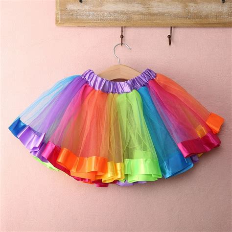 Meihuida Kids Girls Rainbow Tutu Skirt Tulle Fluffy Princess Dance