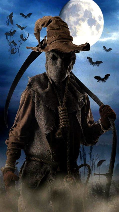 1080p Free Download Scarecrow Reaper Halloween Horror Bats Sickle