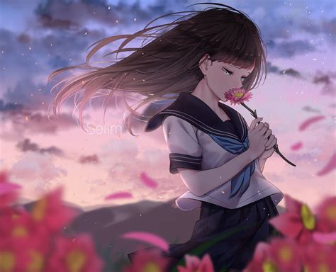 Download 1920x1080 Anime Girl Teary Eyes Sad Expression Wind