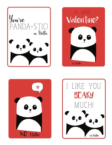 Panda Valentines Day Cards Printable File Pdf Etsy