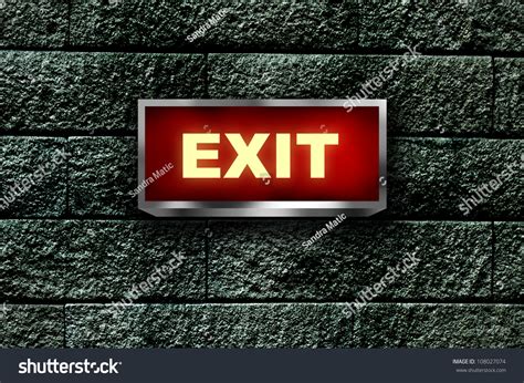 Exit Sign On Brick Wall Stock Illustration 108027074 Shutterstock