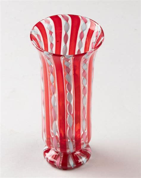 Mid Century Modern Murano Glass Vase With Ribbons And Swirls For Sale At 1stdibs