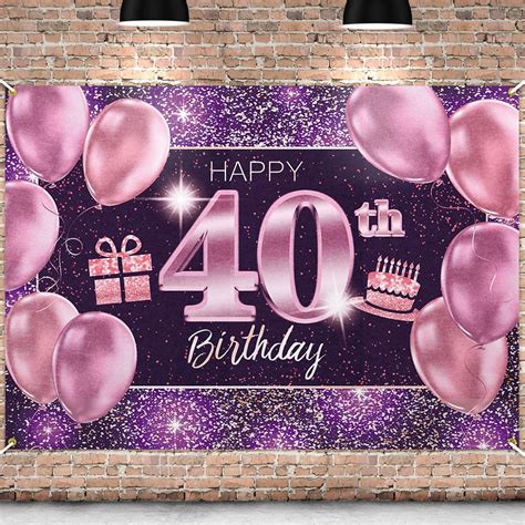 Pakboom Happy 40th Birthday Backdrop Pink Photo Background