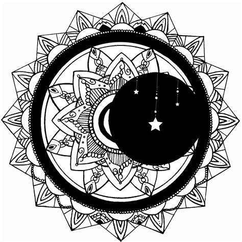 Mandala Sun Moon Stars Freehand Drawing Sun And Moon Mandala Sun And