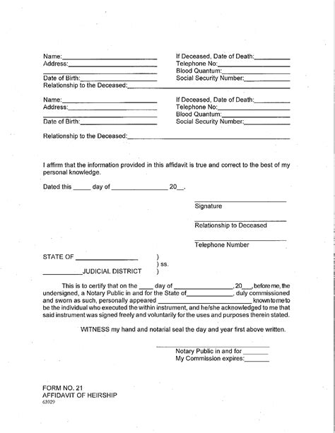Free Alaska Affidavit Of Heirship Form PDF 218KB 6 Page S Page 6