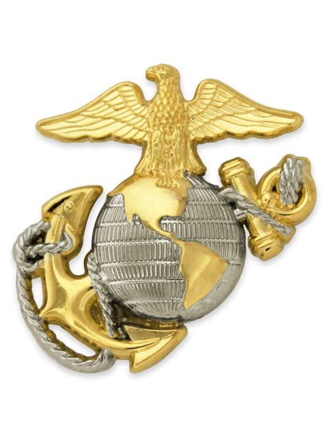 Pinmarts Us Marine Corps Usmc Emblem Silver And Gold Military Lapel
