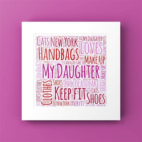 Personalised Word Art Daughter Daughter Word Cloud Birthday Etsy