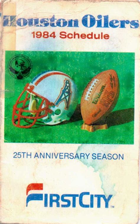 Houston Oilers 1984 Schedule Houston Oilers Oilers Football Memorabilia