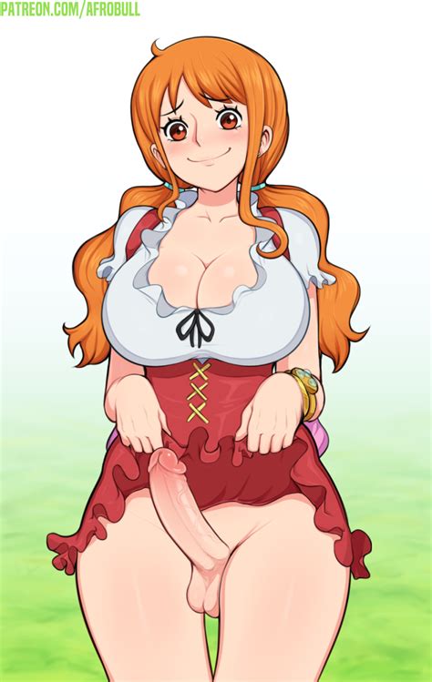 Afrobull Nami One Piece One Piece Highres 1girl Bracelet Breasts Cleavage Closed Mouth