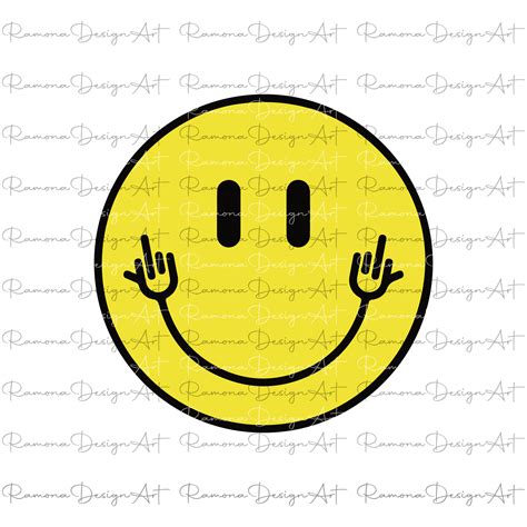 smiley face with middle fingers up funny cheeky vector cut etsy