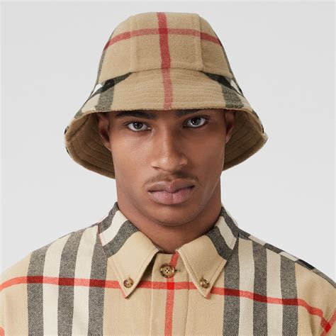 Exaggerated Check Wool Bucket Hat In Archive Beige Burberry® Official